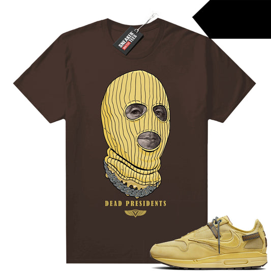 Air Max 1 Travis Saturn Gold Sneaker Match Tees Brown Dead Presidents