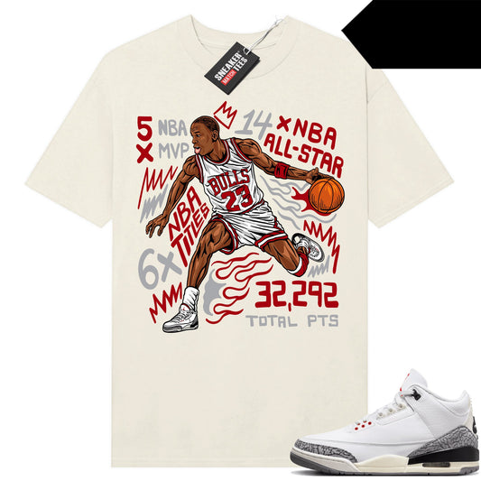 White Cement 3s to match Sneaker Match Tees Sail MJ Fast break