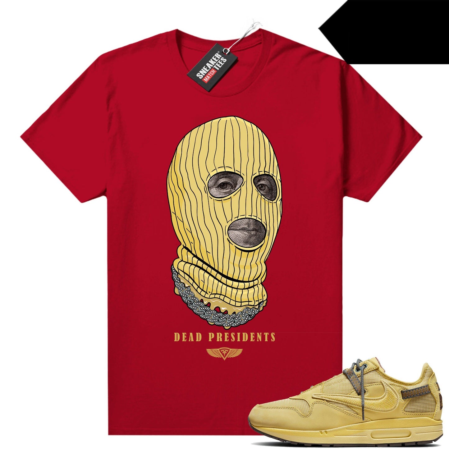 Air Max 1 Travis Saturn Gold Sneaker Match Tees Red Dead Presidents