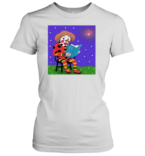 Ai Generated Old Clown Reading Book T-Shirt