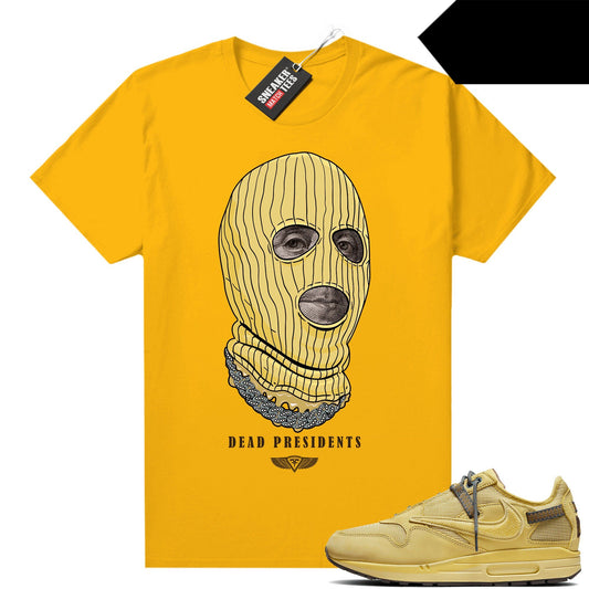 Air Max 1 Travis Saturn Gold Sneaker Match Tees Gold Dead Presidents