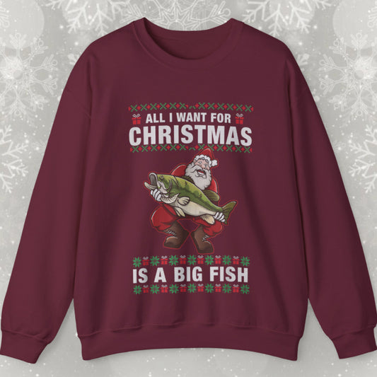 All I Want For Christmas Is A Big Fish Santa Claus Sweatshirt Style 02