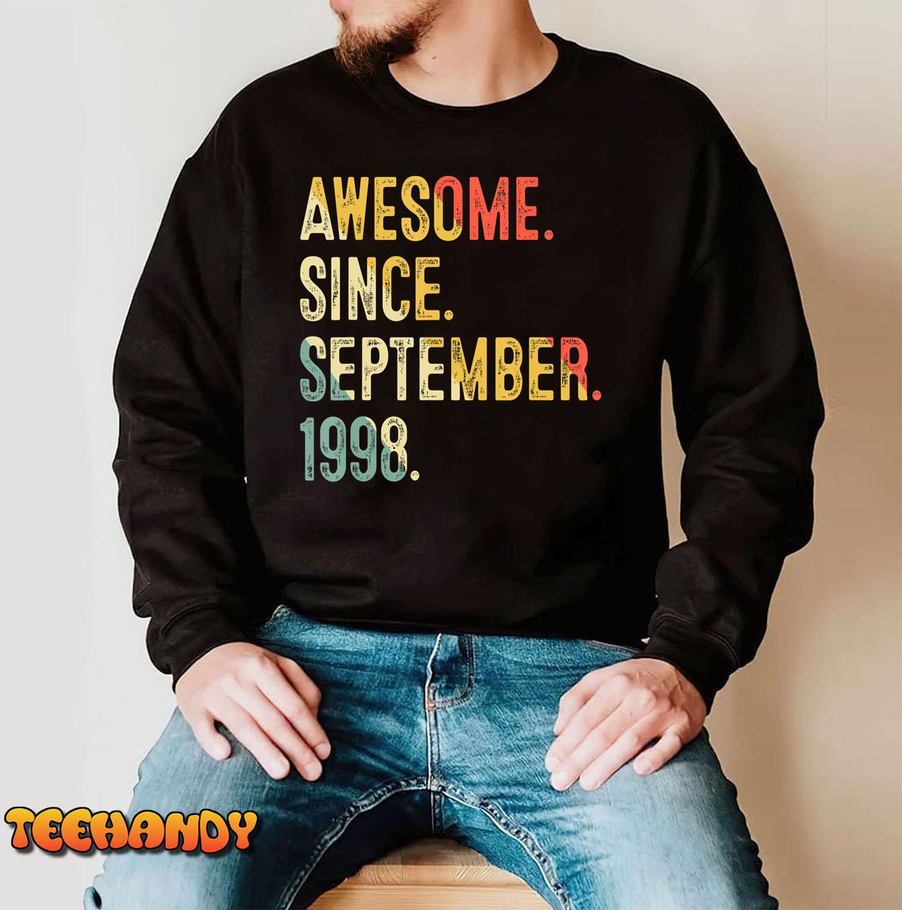 24 Years Old Gift Awesome Since September 1998 24th Birthday T-Shirt