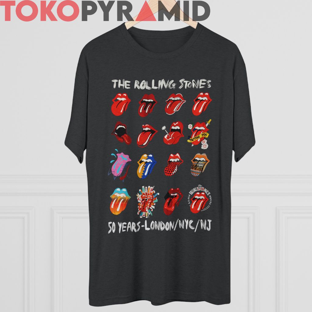 Vintage The Rolling Stones Logo 50th Anniversary 16 Small Mouth Tongue Logos Rare T-shirt