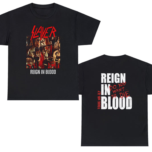 86-87 Slayer Tour Reign In Blood Do You Wanna Die Double Sided Shirt