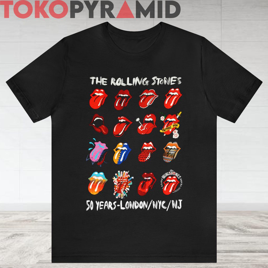 Vintage The Rolling Stones Logo 50th Anniversary 16 Small Mouth Tongue Logos Rare T-shirt