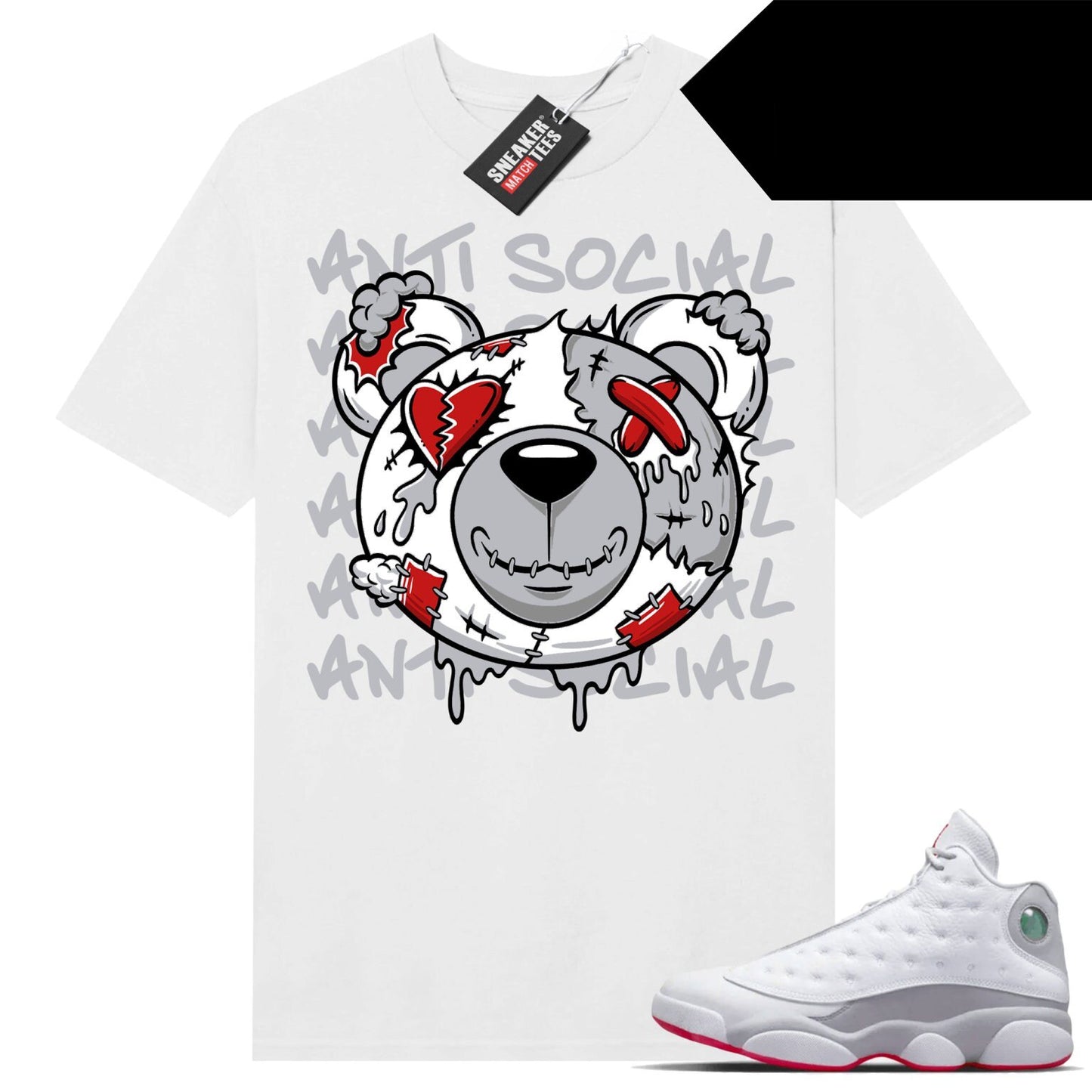 Wolf Grey 13s shirts to match Sneaker Match Tees White Antisocial Bear