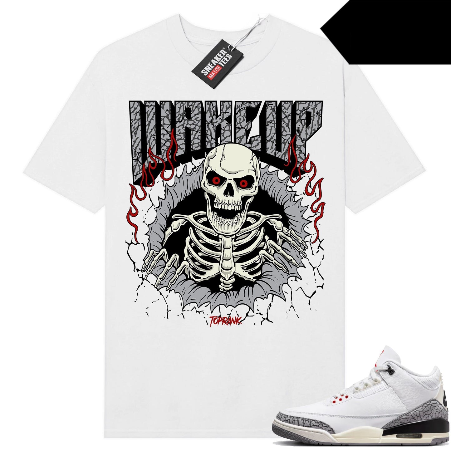 White Cement 3s to match Sneaker Match Tees White Wakeup