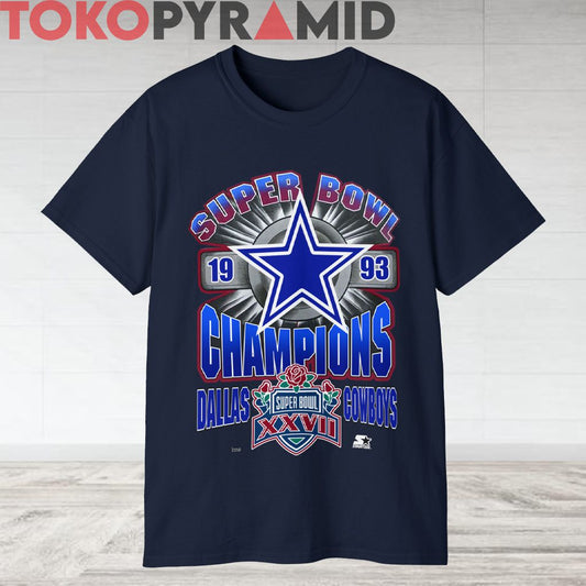 90s Vintage Dallas Cowboys 1993 Super Bowl XXVII Big Logo Rare Tee