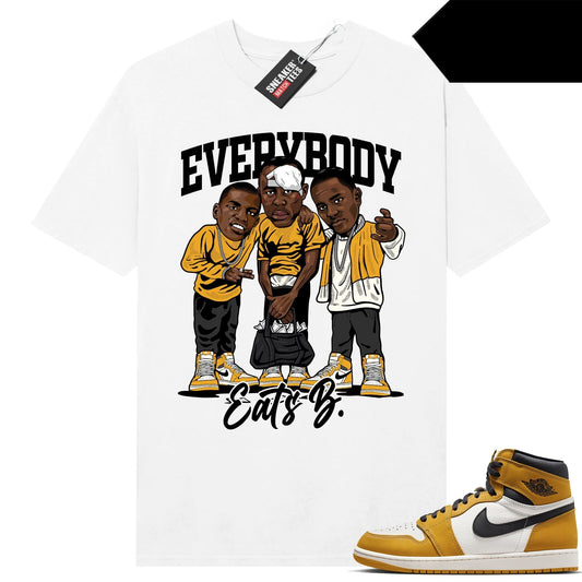 Yellow Ochre 1s retro to match Sneaker Match Tees White Everybody Eats