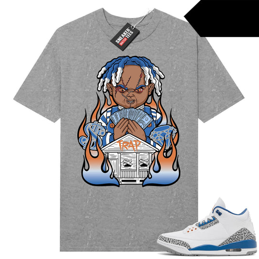 Wizards 3s shirts to match Sneaker Match Tees Heather Grey Trap Chucky