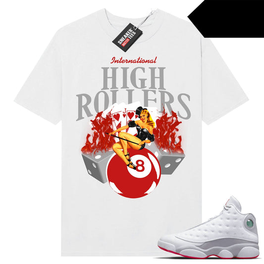 Wolf Grey 13s shirts to match Sneaker Match Tees White International High Rollers