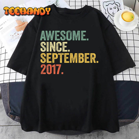 5 Year Old Gift 5th Bday Boy Awesome Since September 2017 T-Shirt