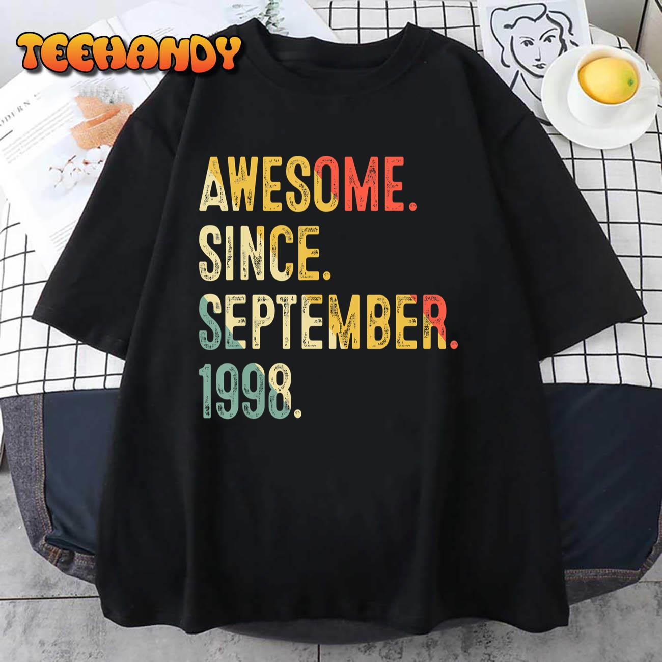 24 Years Old Gift Awesome Since September 1998 24th Birthday T-Shirt