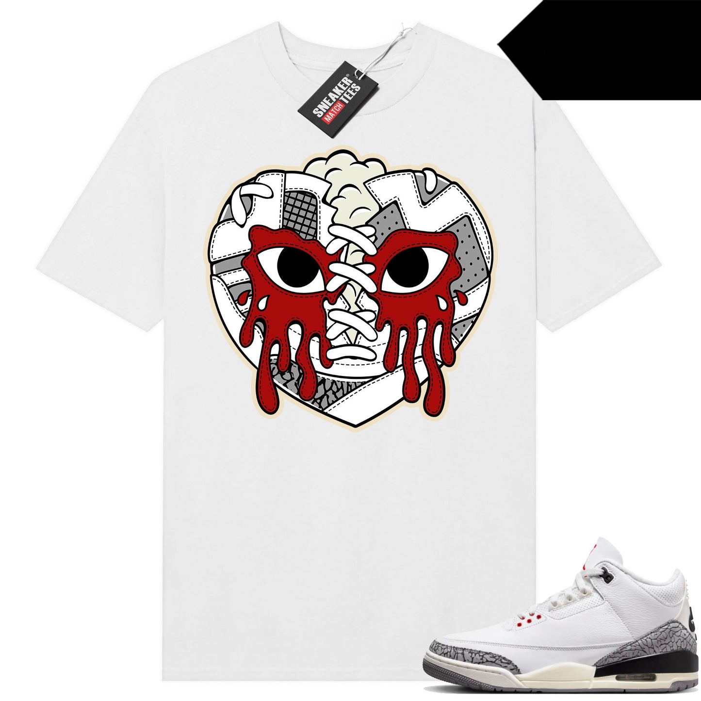 White Cement 3s to match Sneaker Match Tees White Sneaker Heart