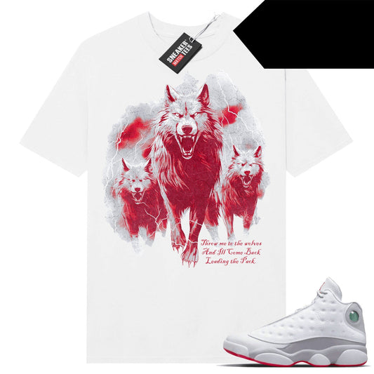 Wolf Grey 13s shirts to match Sneaker Match Tees White Throw Me to the Wolves