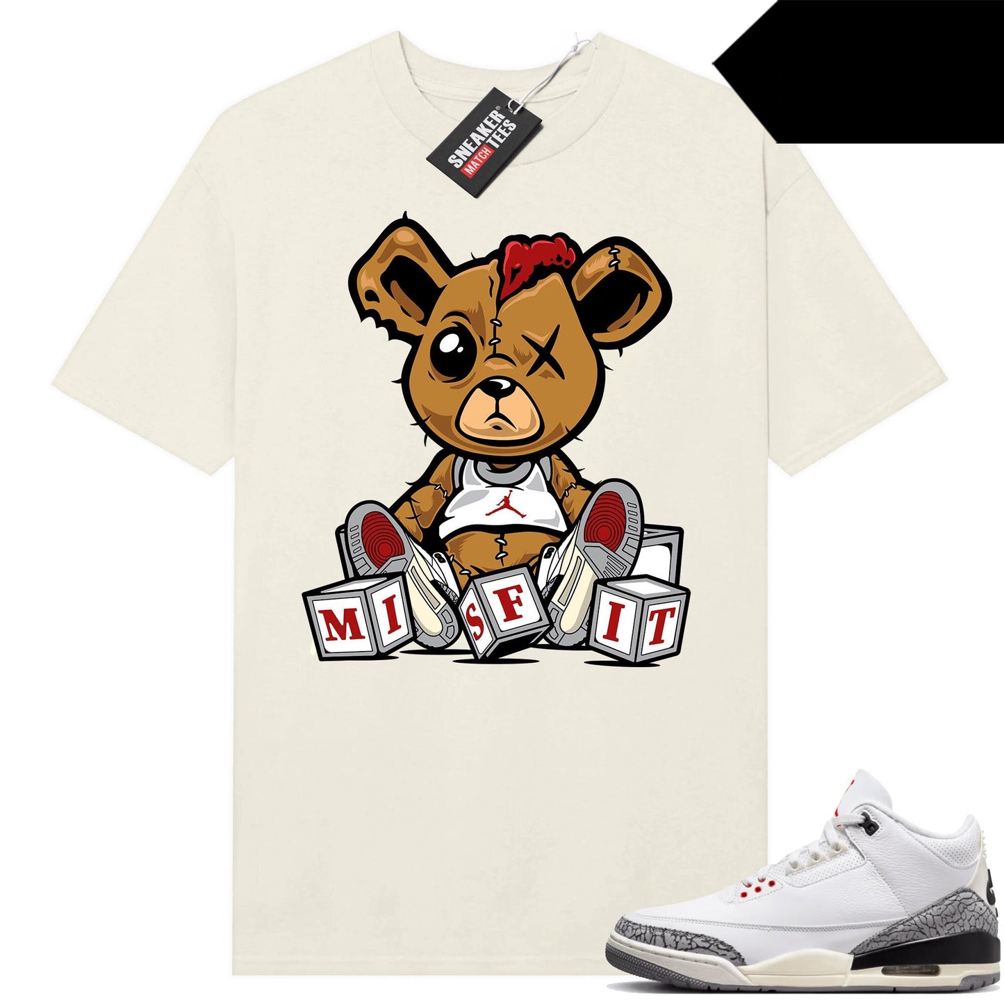 White Cement 3s to match Sneaker Match Tees Sail Misfit Teddy