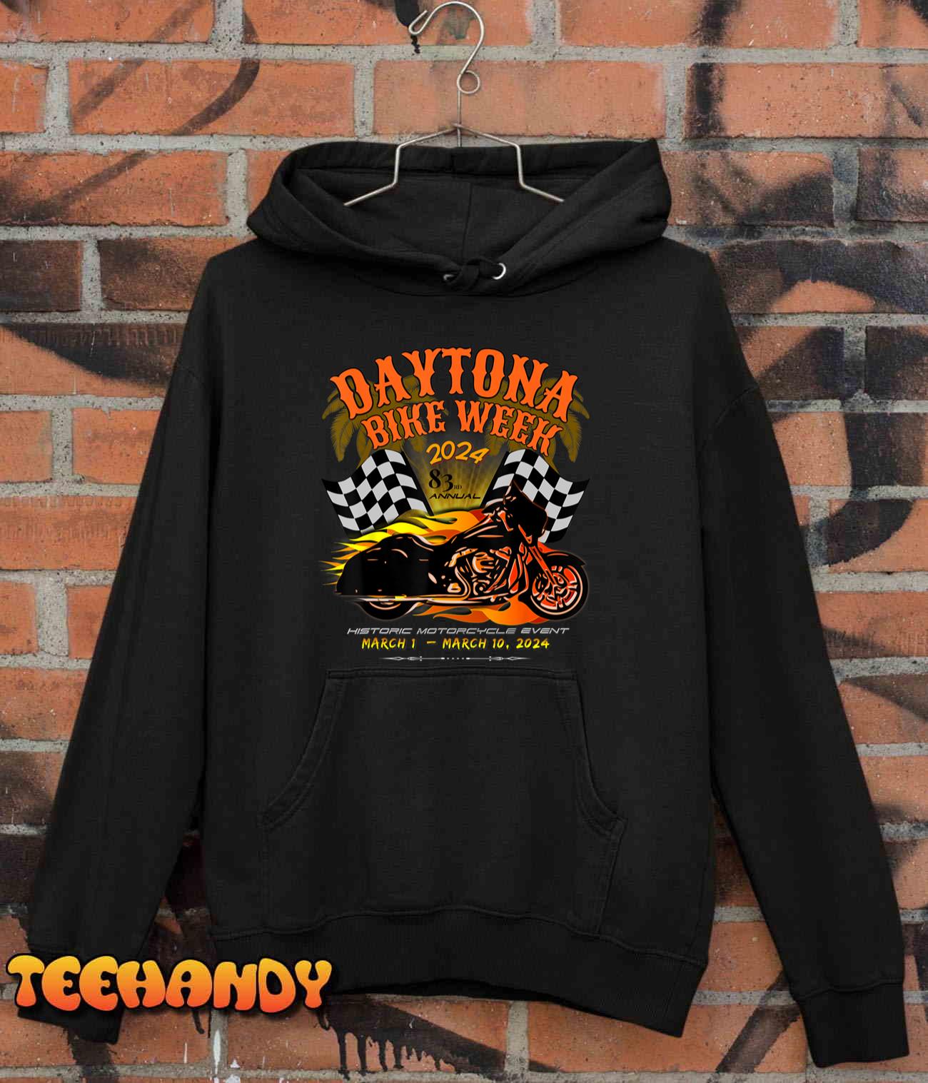 2024 DAYTONA BEACH BIKE WEEK CHECKERED FLAG DESIGN ON FRONT T-Shirt