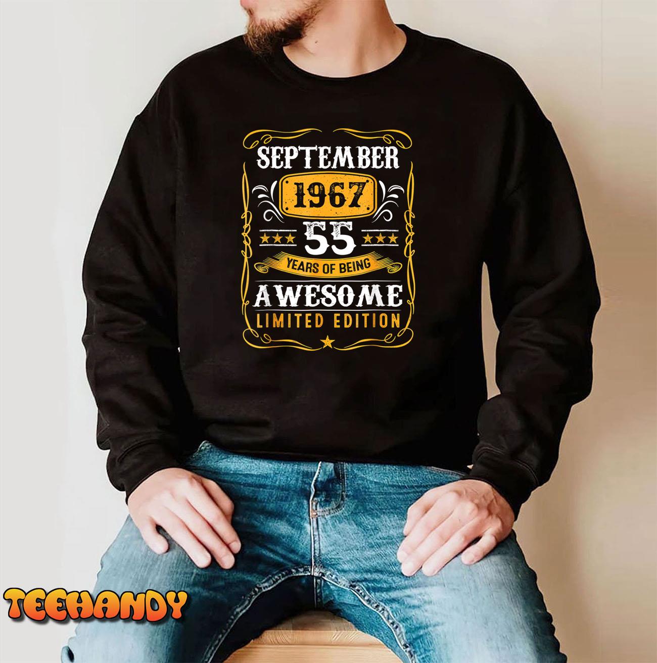 55 Years Old Gifts Vintage September 1967 55th Birthday T-Shirt