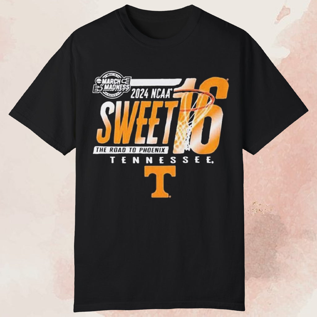 2024 NCAA Tennessee Volunteers Sweet 16 The Road To Phoenix Shirt