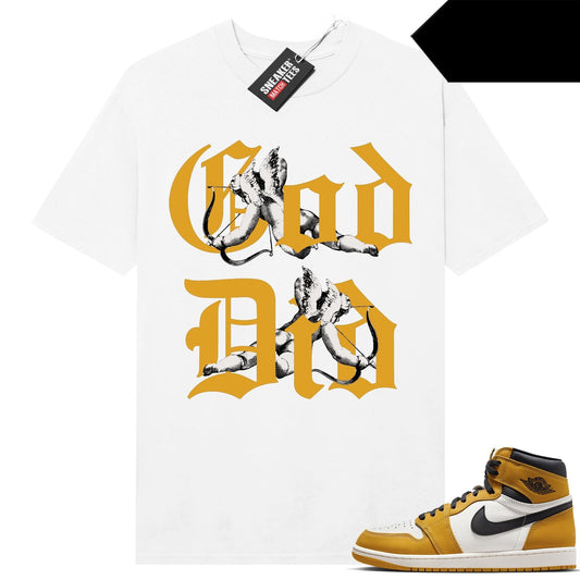 Yellow Ochre 1s retro to match Sneaker Match Tees White God Did