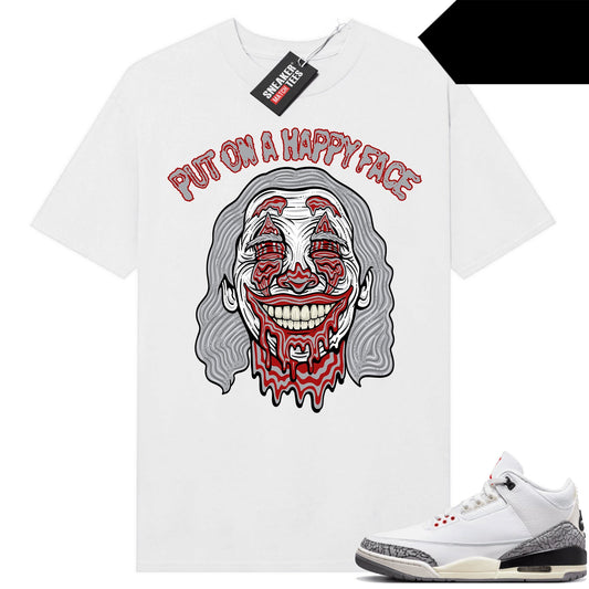 White Cement 3s to match Sneaker Match Tees White Trippy Clown