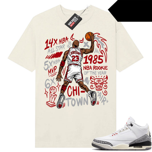 White Cement 3s to match Sneaker Match Tees Sail MJ Slam Dunk