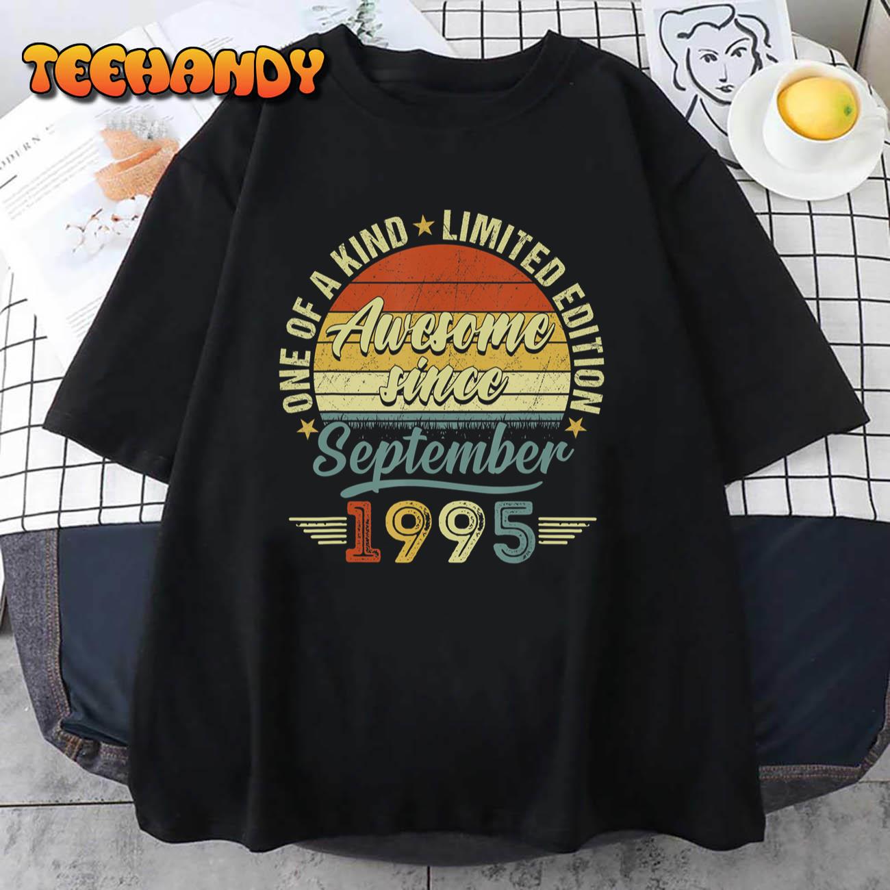 27 Years Old Gift Awesome Since September 1995 27th Birthday T-Shirt