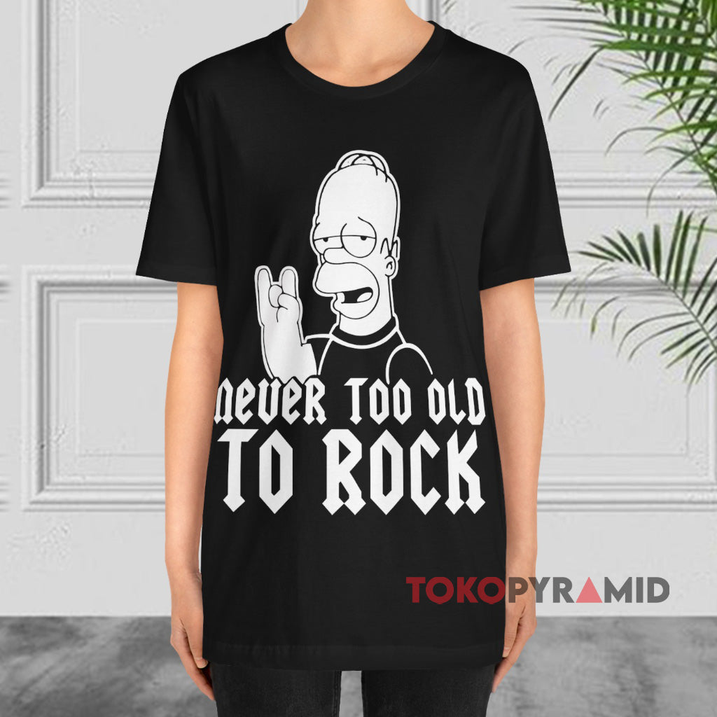 Vintage The Simpsons Homer Never Too Old To Rock Shirt