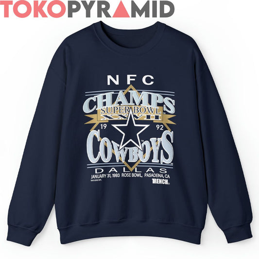 90s Vintage NFC Champs Super Bowl XXVII Dallas Cowboys 1993 Rose Bowl Pasadena Rare Sweatshirt