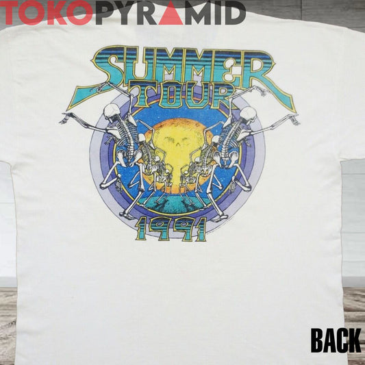 90s Vintage Grateful Dead Summer Tour 1991 Suns And Skeletons 2-Sided Rare Shirt