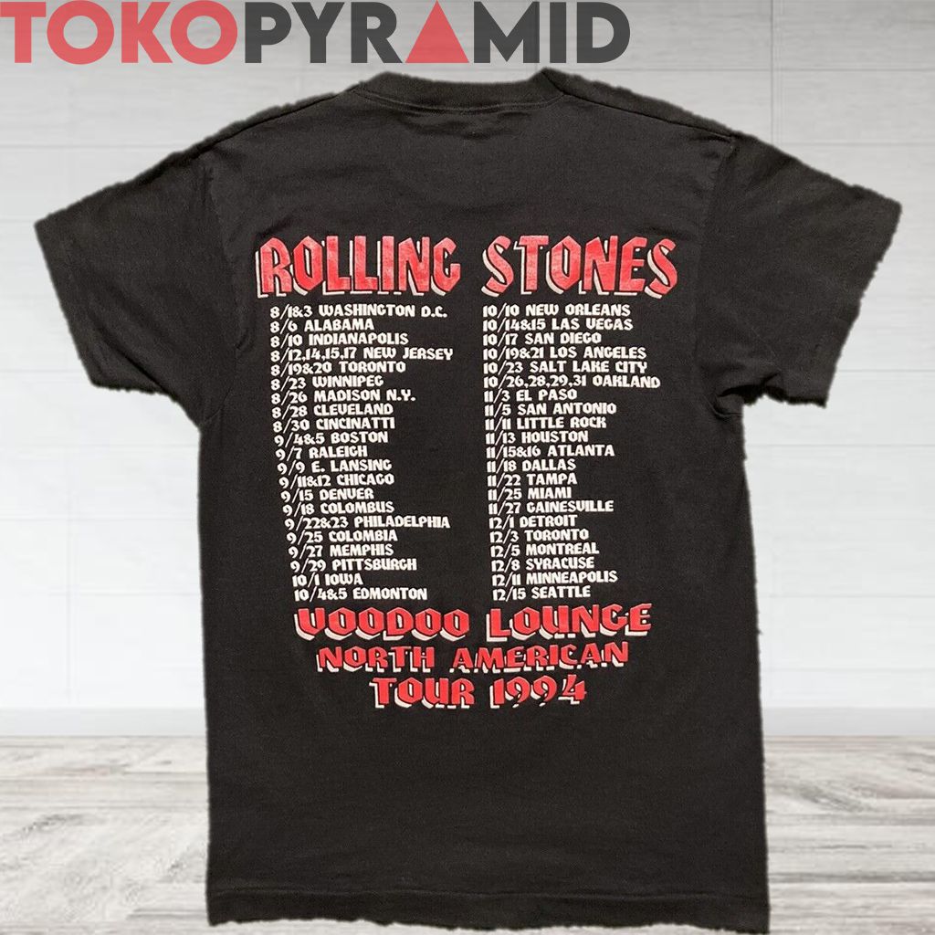 90s Vintage Rolling Stones Voodoo Lounge Tour 1994 North American Tour 2 Sided Rare T-shirt