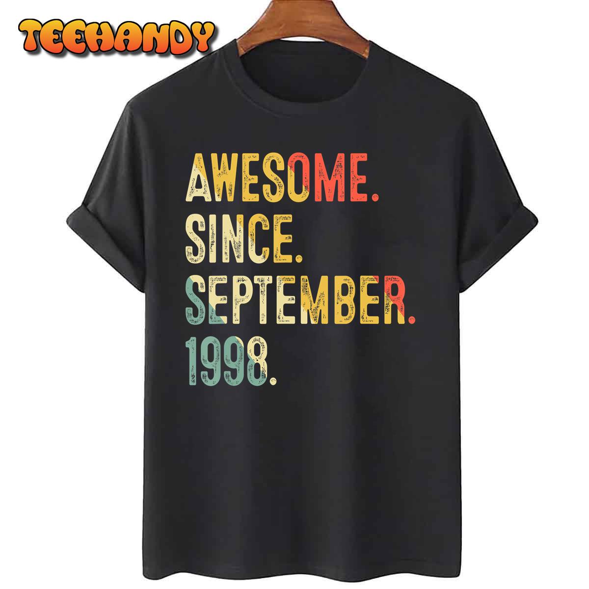 24 Years Old Gift Awesome Since September 1998 24th Birthday T-Shirt