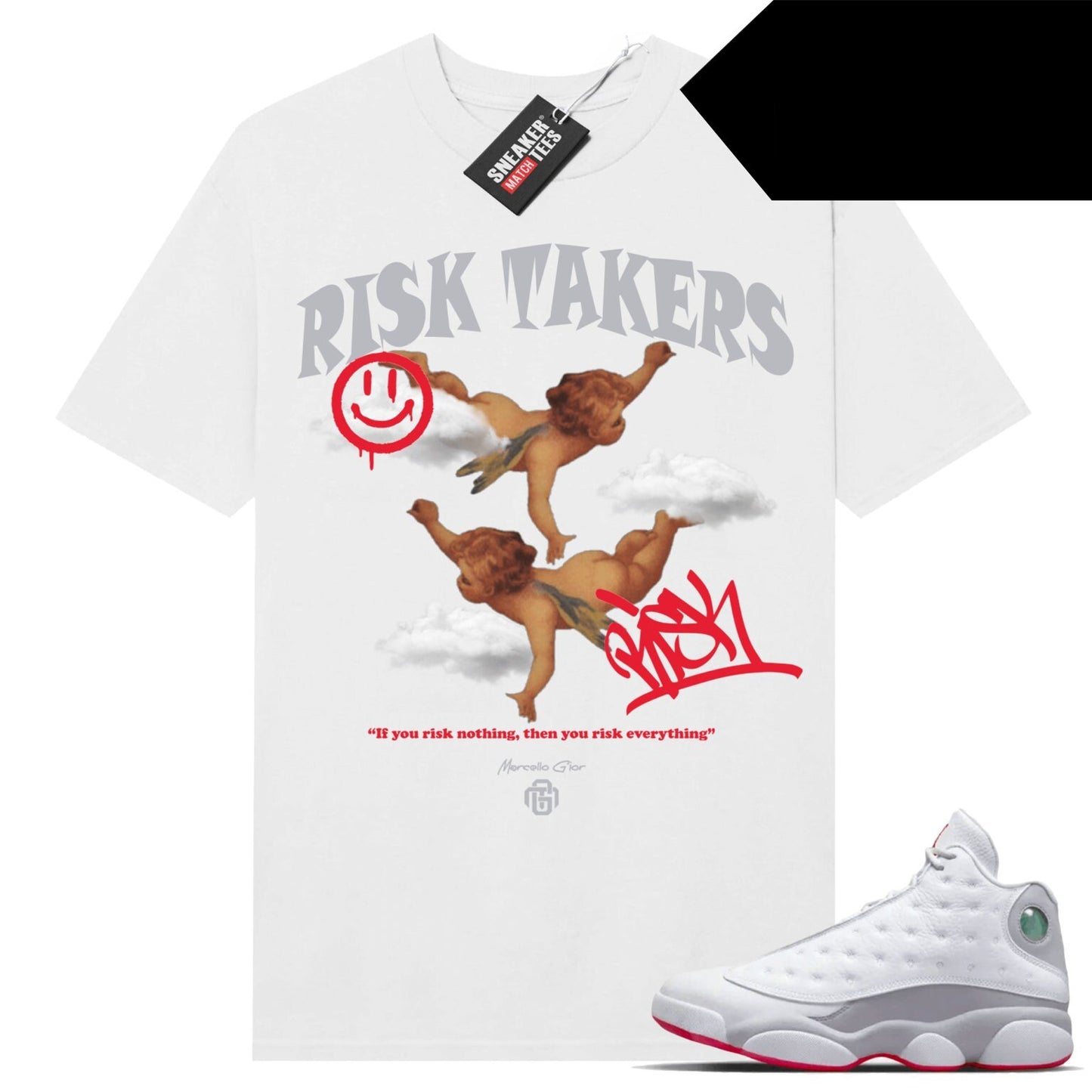 Wolf Grey 13s shirts to match Sneaker Match Tees White Risk Takers