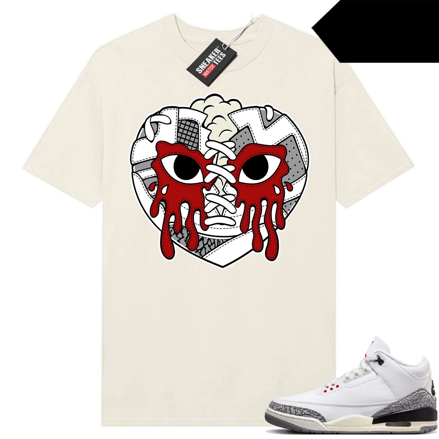 White Cement 3s to match Sneaker Match Tees Sail Sneaker Heart