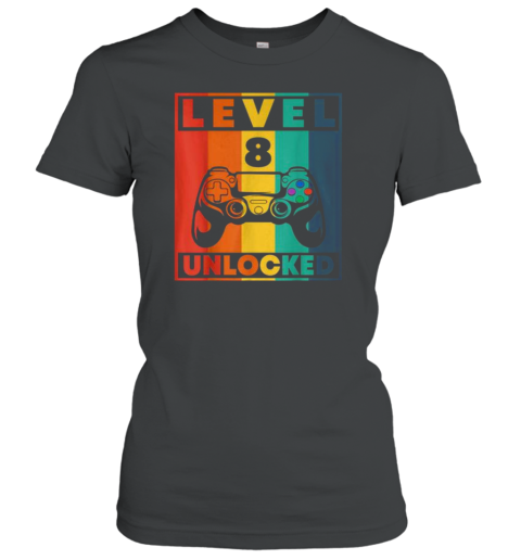 8Th Birthday Gamer Boy Or Gamer Girl Level 8 Unlocked T-Shirt