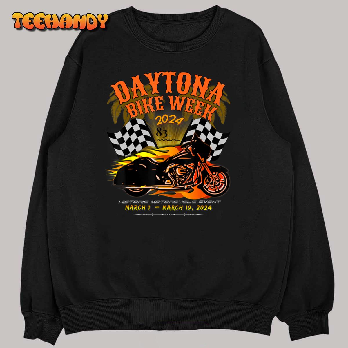 2024 DAYTONA BEACH BIKE WEEK CHECKERED FLAG DESIGN ON FRONT T-Shirt