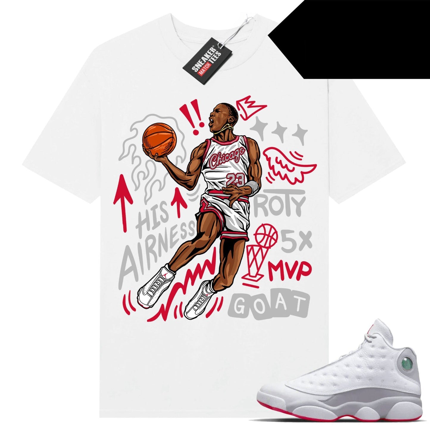 Wolf Grey 13s shirts to match Sneaker Match Tees White His Airness