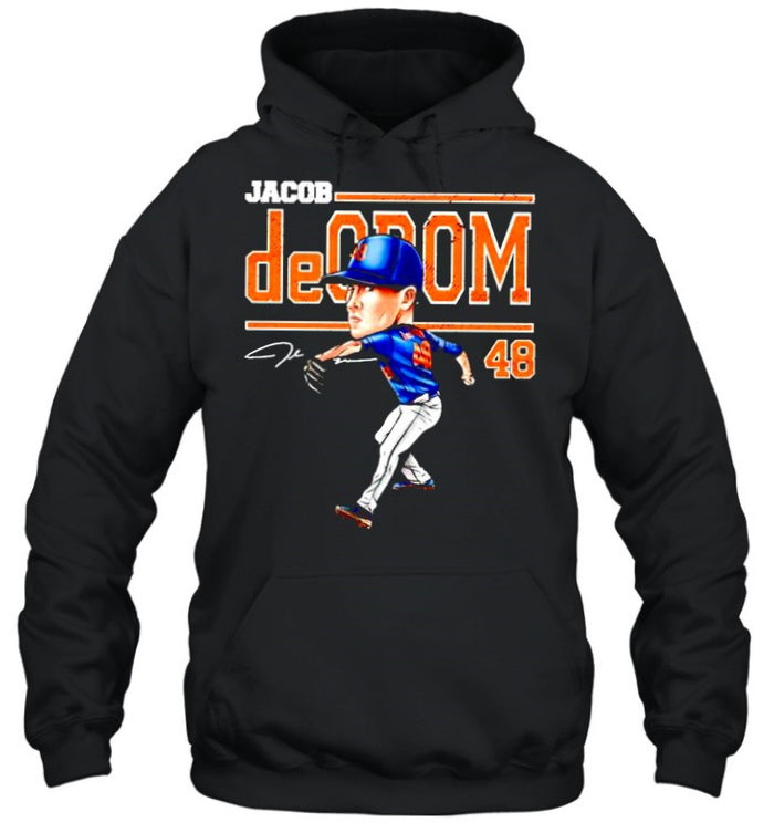 48 Jacob deGrom Cartoon signature New York Baseball shirt