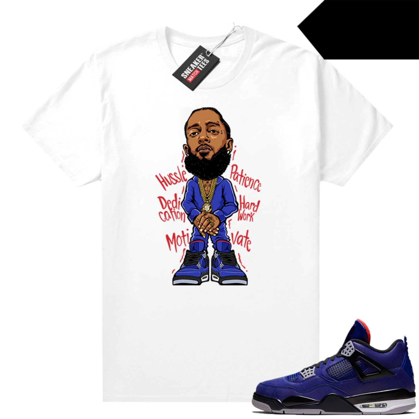 Winter Blue 4s shirts to match Sneaker Match Tees White Hussle