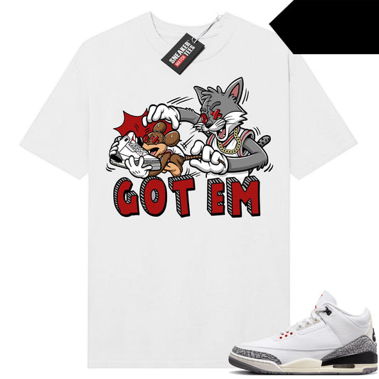 White Cement 3s to match Sneaker Match Tees White Got EM Cartoon