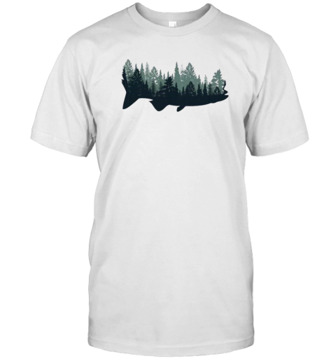 Wildlife Fishing Pine Trees Fisherman Nature T-Shirt