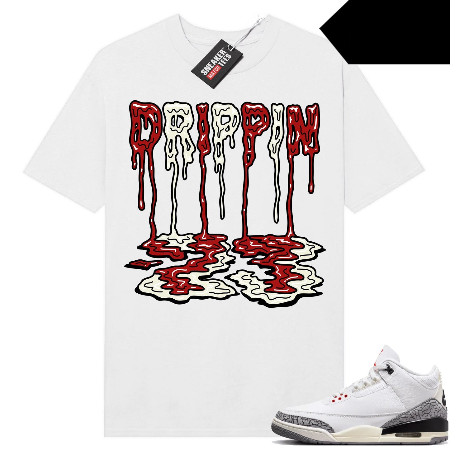 White Cement 3s to match Sneaker Match Tees White Drippin 23