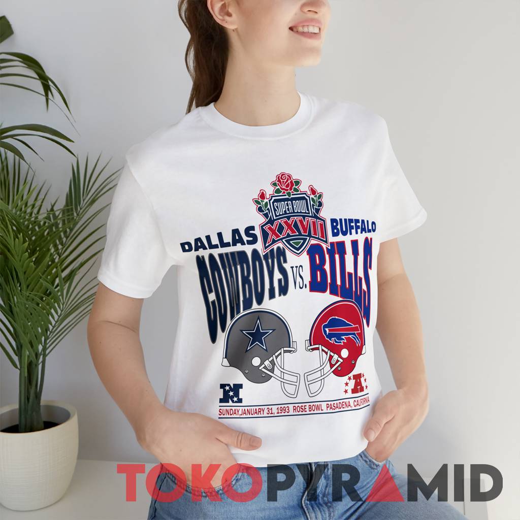 90s Vintage NFL Dallas Cowboys Buffalo Bills 1993 Super Bowl XXVII T-shirt