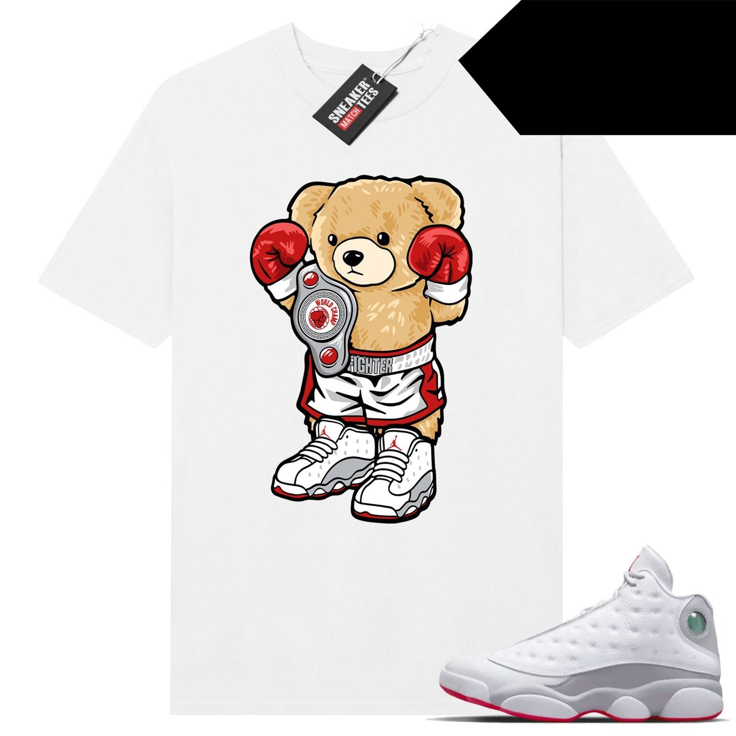 Wolf Grey 13s shirts to match Sneaker Match Tees White Teddy Champ