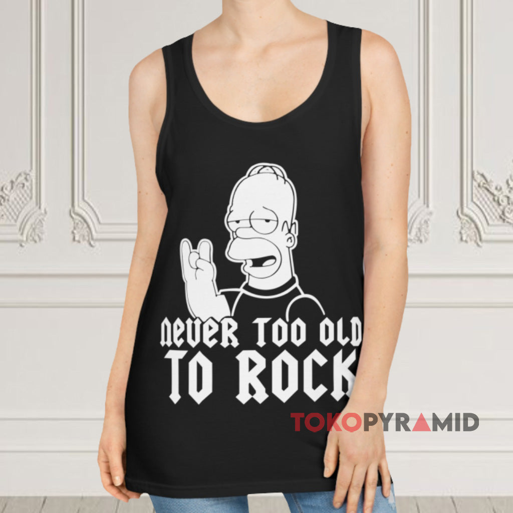 Vintage The Simpsons Homer Never Too Old To Rock Shirt