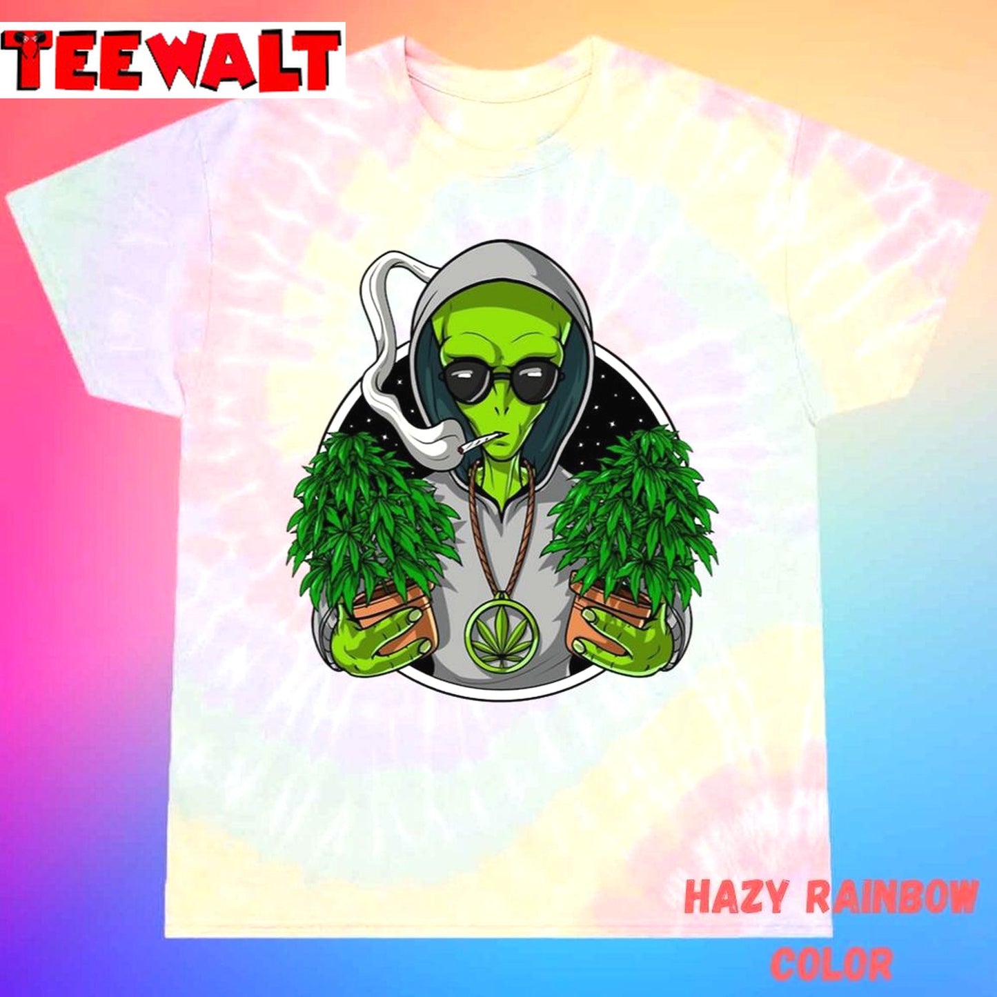 Alien Loves Weed 420 Stoner Unisex Tie Dye T-Shirt