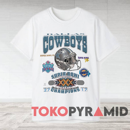 90s NFL Dallas Cowboys Super Bowl Champions Logo T-shirt