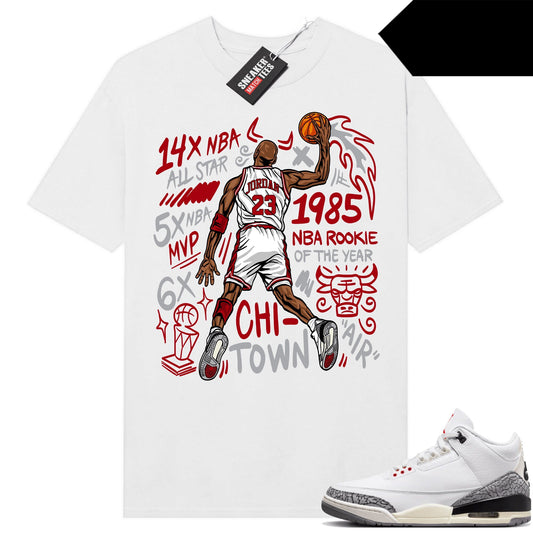 White Cement 3s to match Sneaker Match Tees White MJ Slam Dunk