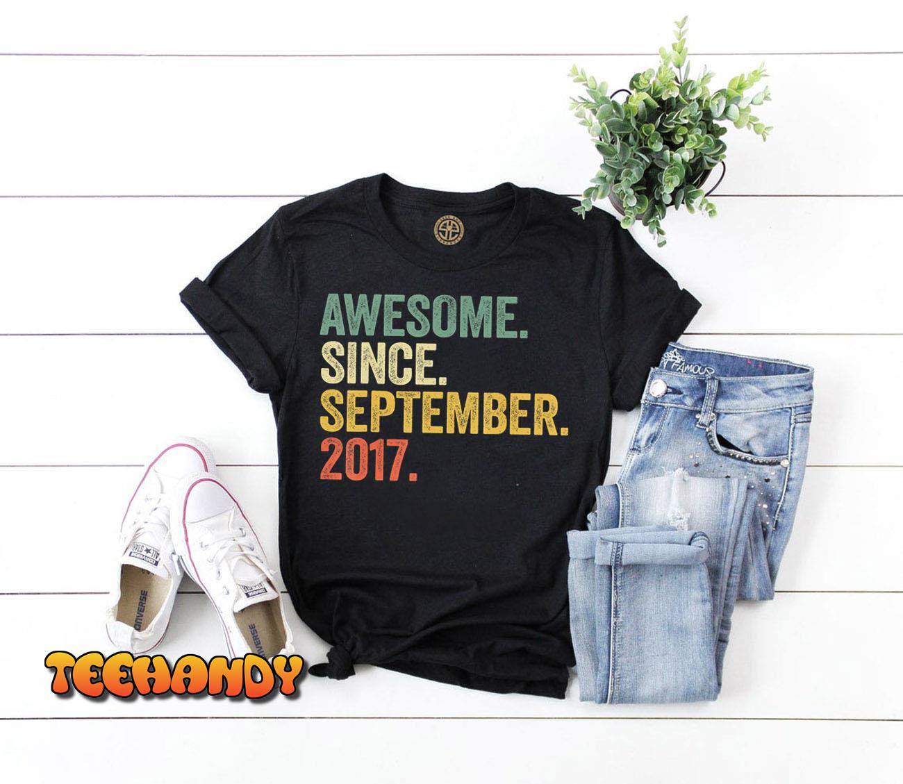 5 Year Old Gift 5th Bday Boy Awesome Since September 2017 T-Shirt